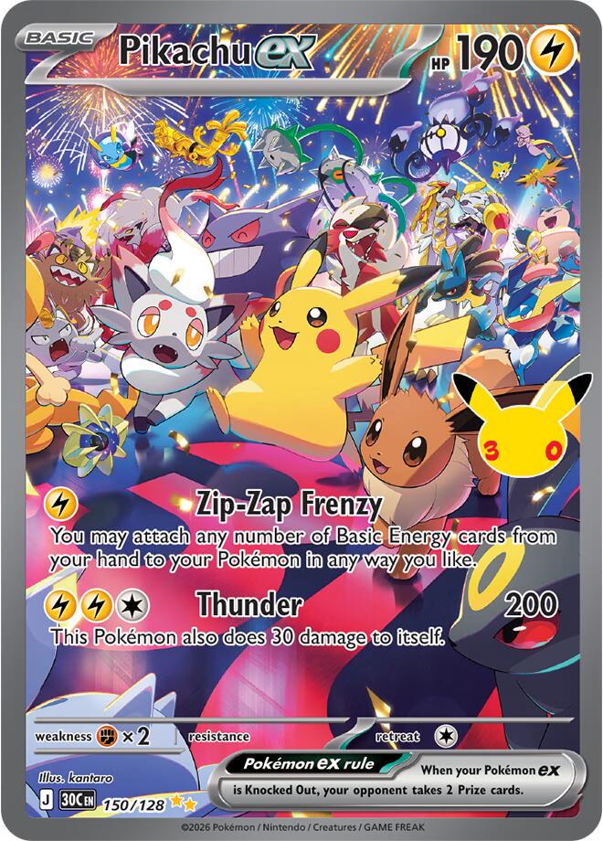 Pikachu ex #150 Pokemon 30th Celebration