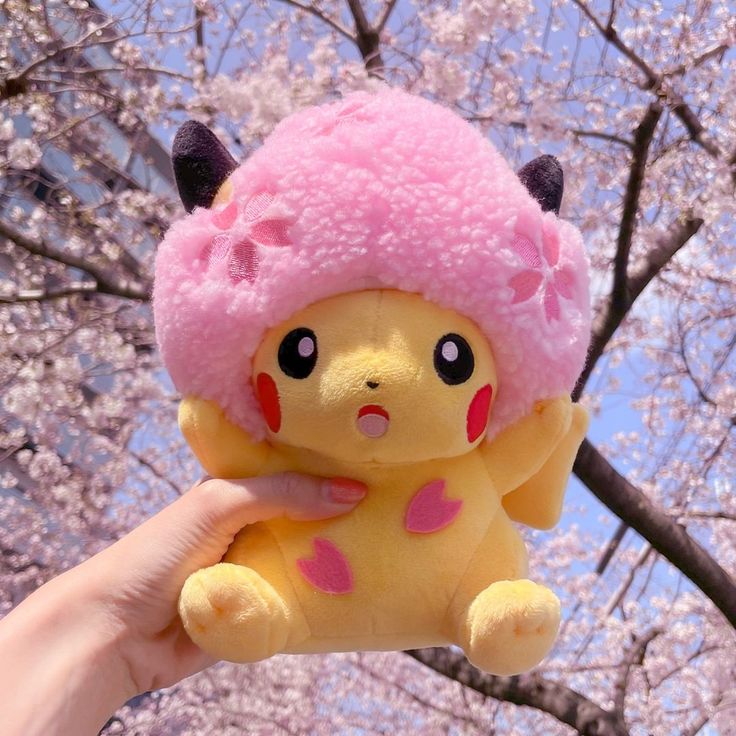 Pokemon Center Tokyo DX Cherry Blossom Sakura Afro Pikachu Plush