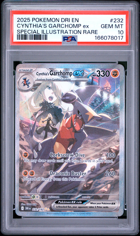 PSA 10 2025 POKEMON DRI EN-DESTINED RIVALS #232 CYNTHIA'S GARCHOMP ex SPECIAL ILLUSTRATION RARE