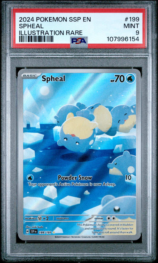 2024 POKEMON SSP EN-SURGING SPARKS #199 SPHEAL ILLUSTRATION RARE PSA 9