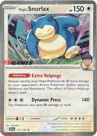 Hop's Snorlax - 117/159 (EB Games) (Cosmos Holo) 117 - Miscellaneous Cards & Products Holofoil