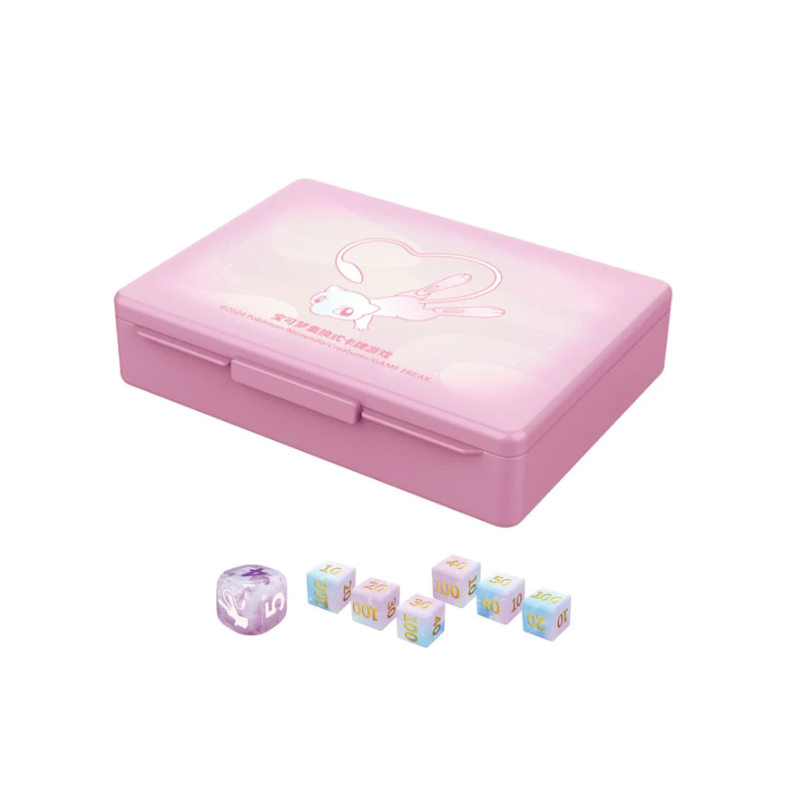 Mew Themed Storage Box with Playing Dice Set