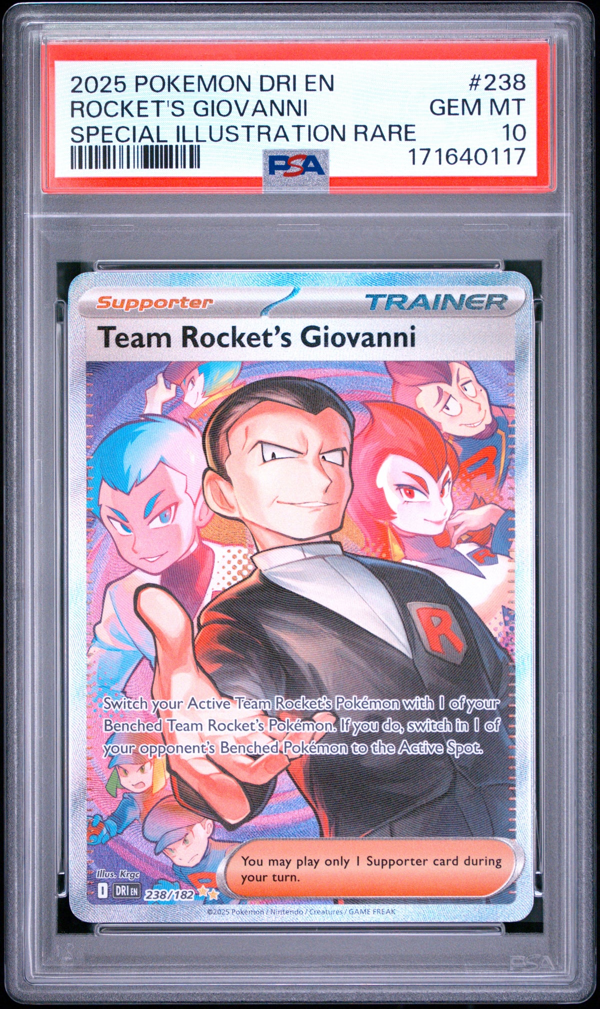 PSA 10 2025 POKEMON DRI EN-DESTINED RIVALS #238 ROCKET'S GIOVANNI SPECIAL ILLUSTRATION RARE
