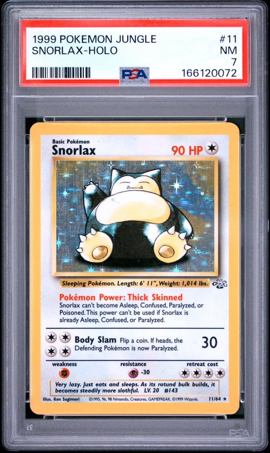 PSA 7 1999 POKEMON JUNGLE #11 SNORLAX-HOLO