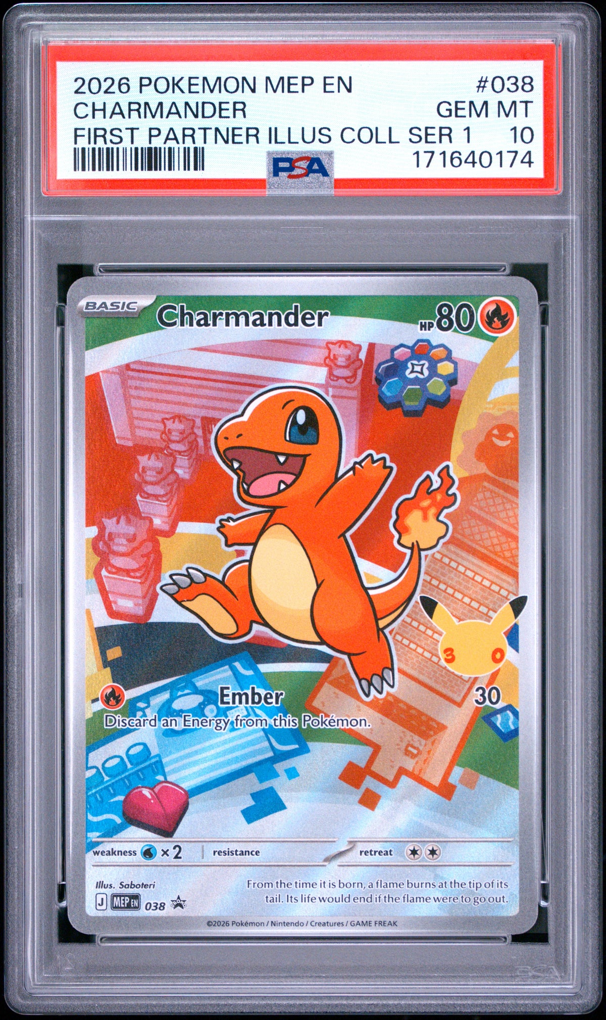 PSA 10 2026 POKEMON MEP EN-MEGA EVOLUTION BLACK STAR PROMOS #038 CHARMANDER FIRST PARTNER ILLUS COLL SER 1