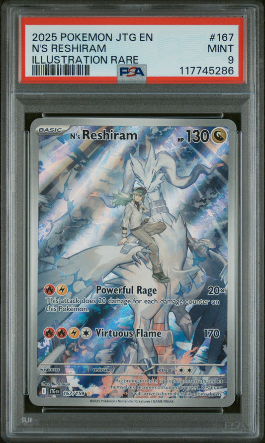 2025 POKEMON JTG EN-JOURNEY TOGETHER #167 N'S RESHIRAM ILLUSTRATION RARE PSA 9