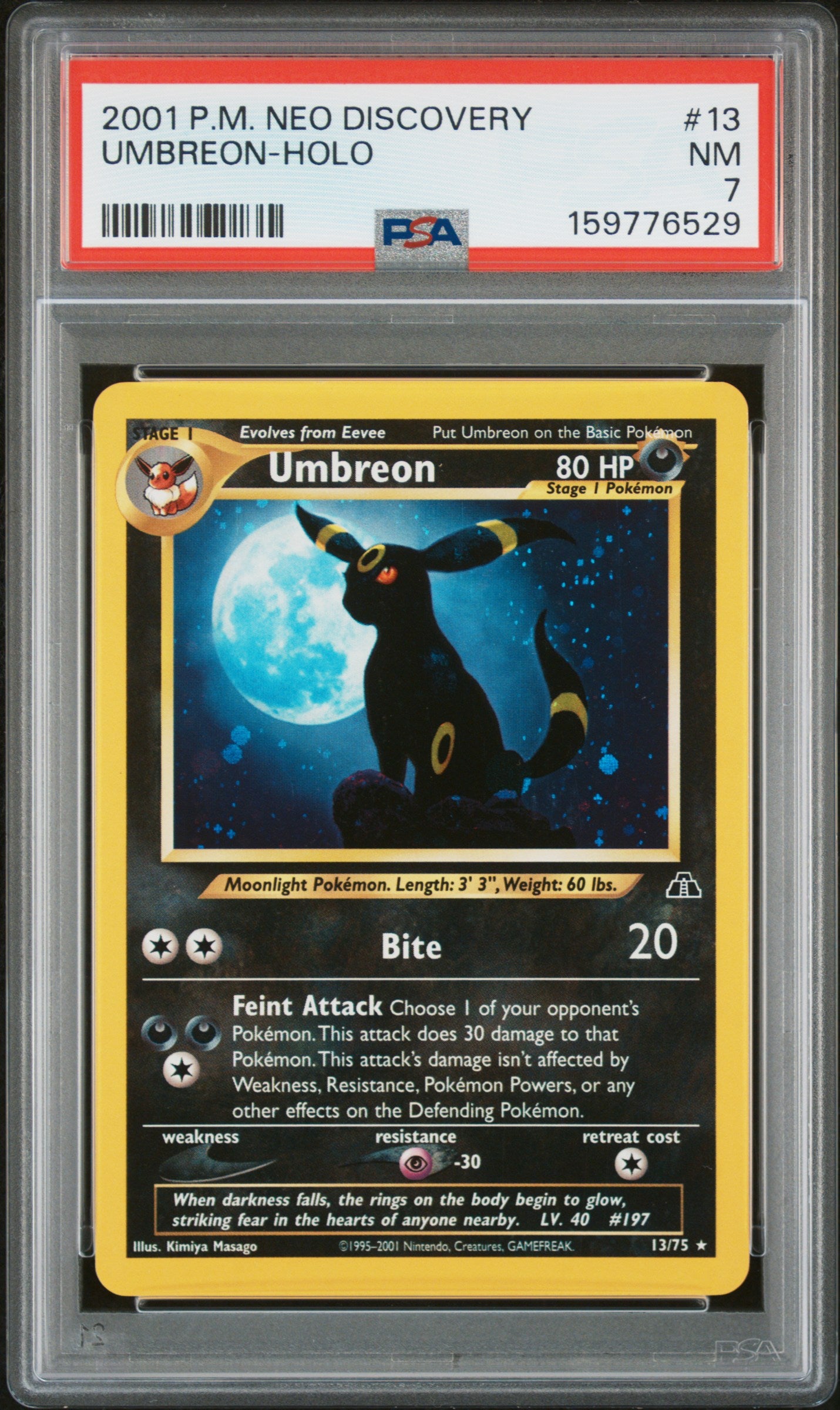 2001 POKEMON NEO DISCOVERY #13 UMBREON-HOLO PSA 7