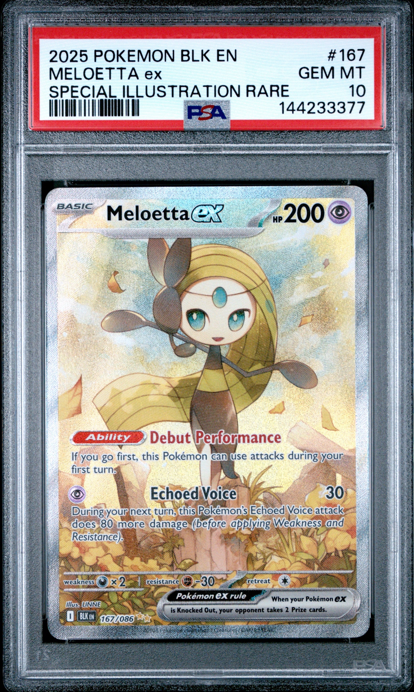 PSA 10 2025 POKEMON BLK EN-BLACK BOLT #167 MELOETTA ex SPECIAL ILLUSTRATION RARE