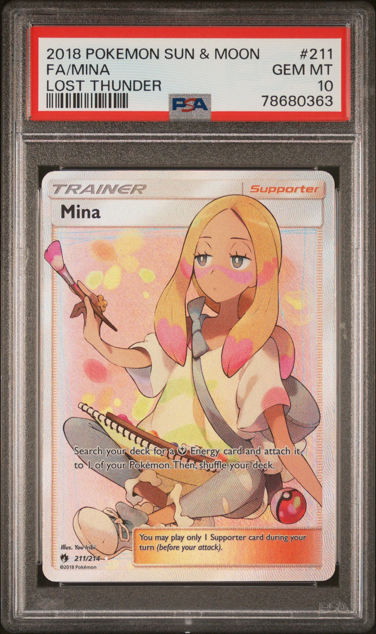 PSA 10 2018 POKEMON SUN & MOON LOST THUNDER #211 FA/MINA LOST THUNDER