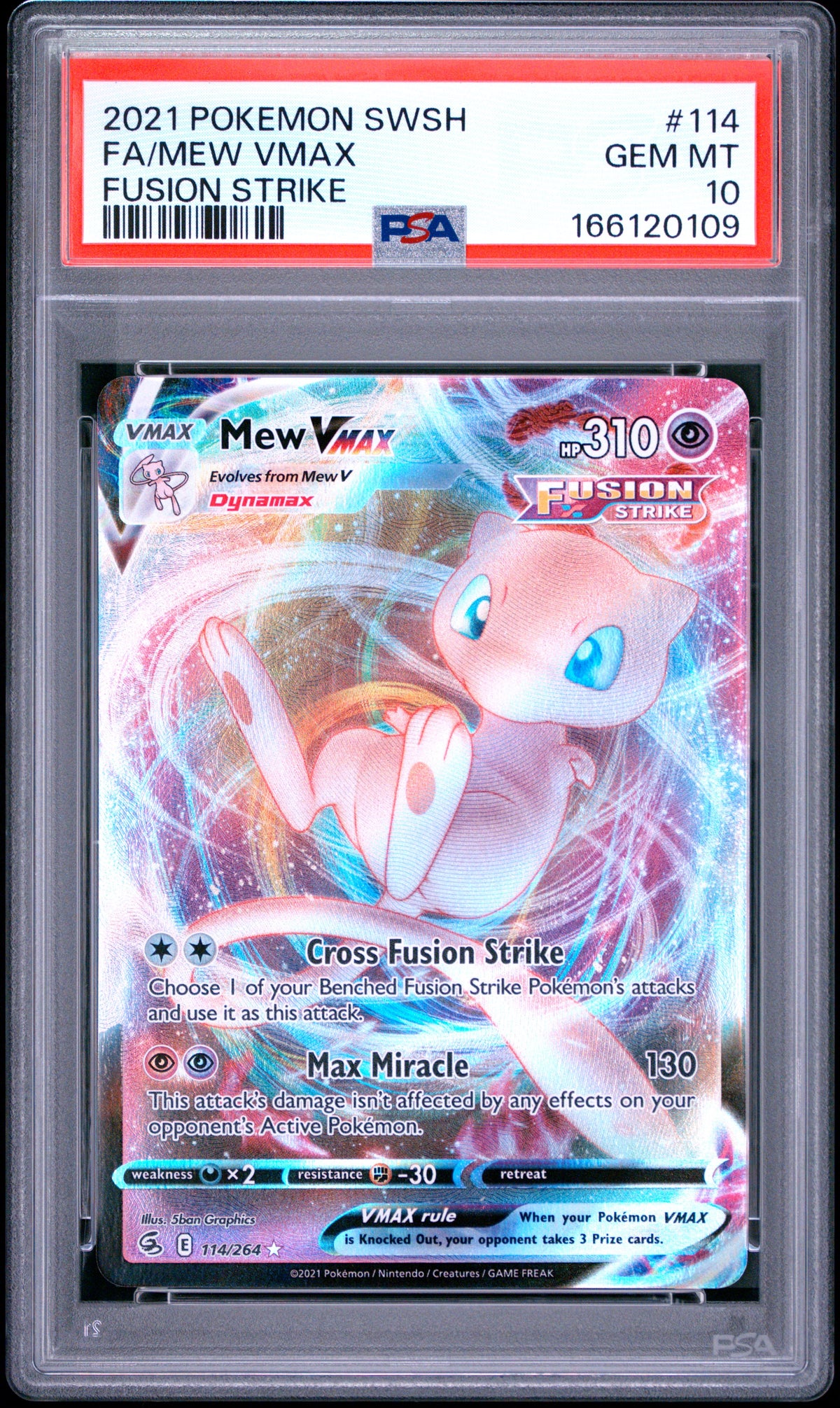 2021 POKEMON SWORD & SHIELD FUSION STRIKE #114 FA/MEW VMAX FUSION STRIKE PSA 10