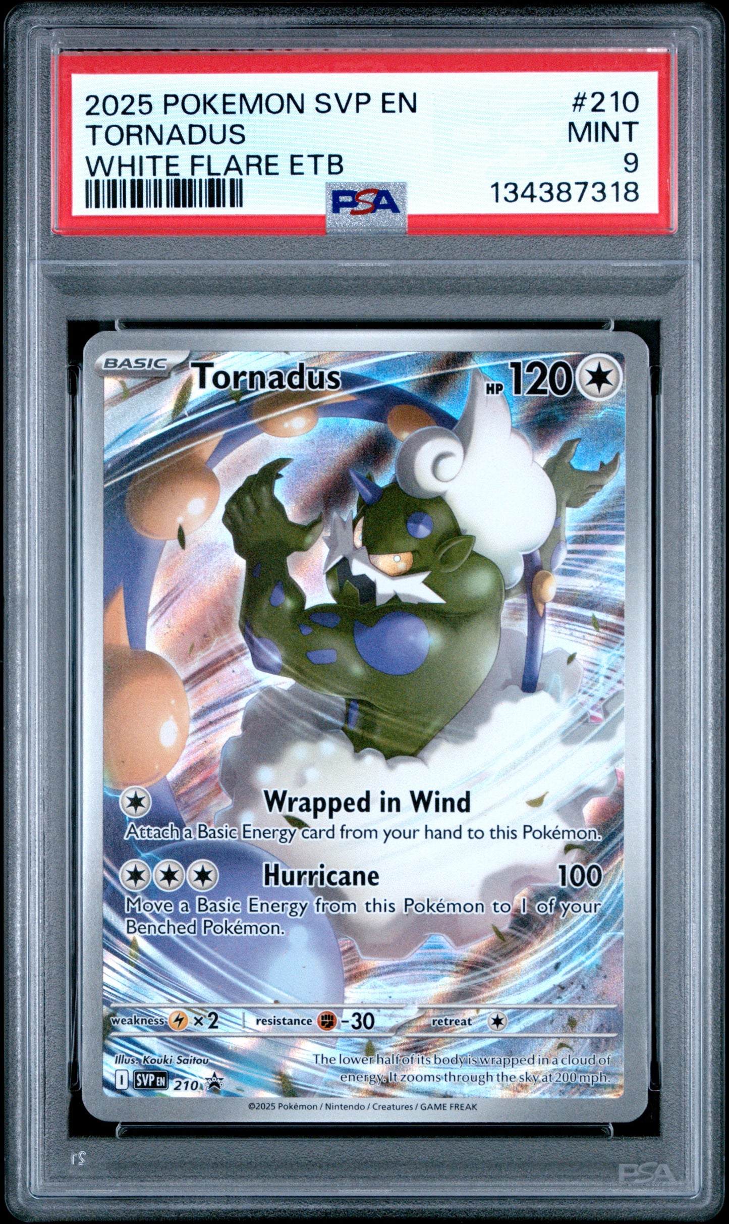 2025 POKEMON SVP EN-SV BLACK STAR PROMO #210 TORNADUS WHITE FLARE ETB PSA 9