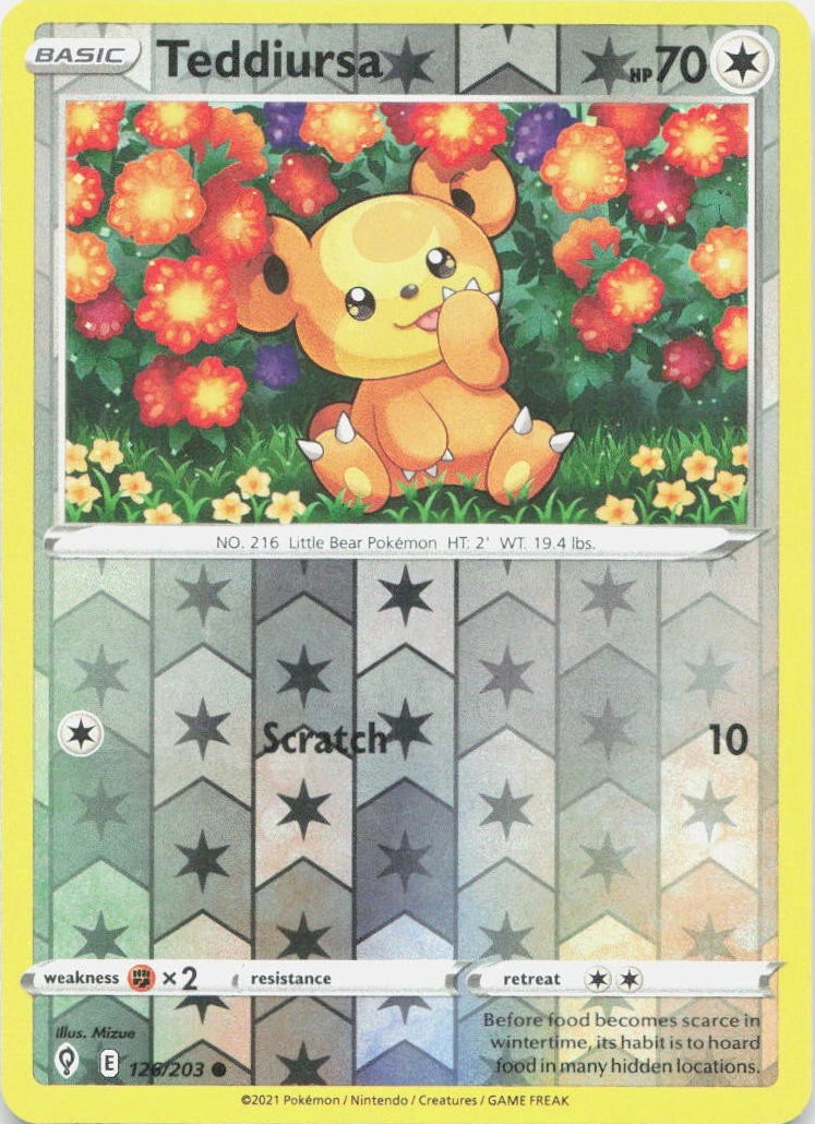 Teddiursa [Reverse Holo] #126 Pokemon Evolving Skies (Lightly Played)