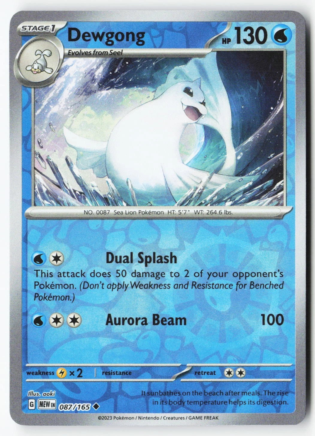 Dewgong [Reverse Holo] #87 Pokemon Scarlet & Violet 151