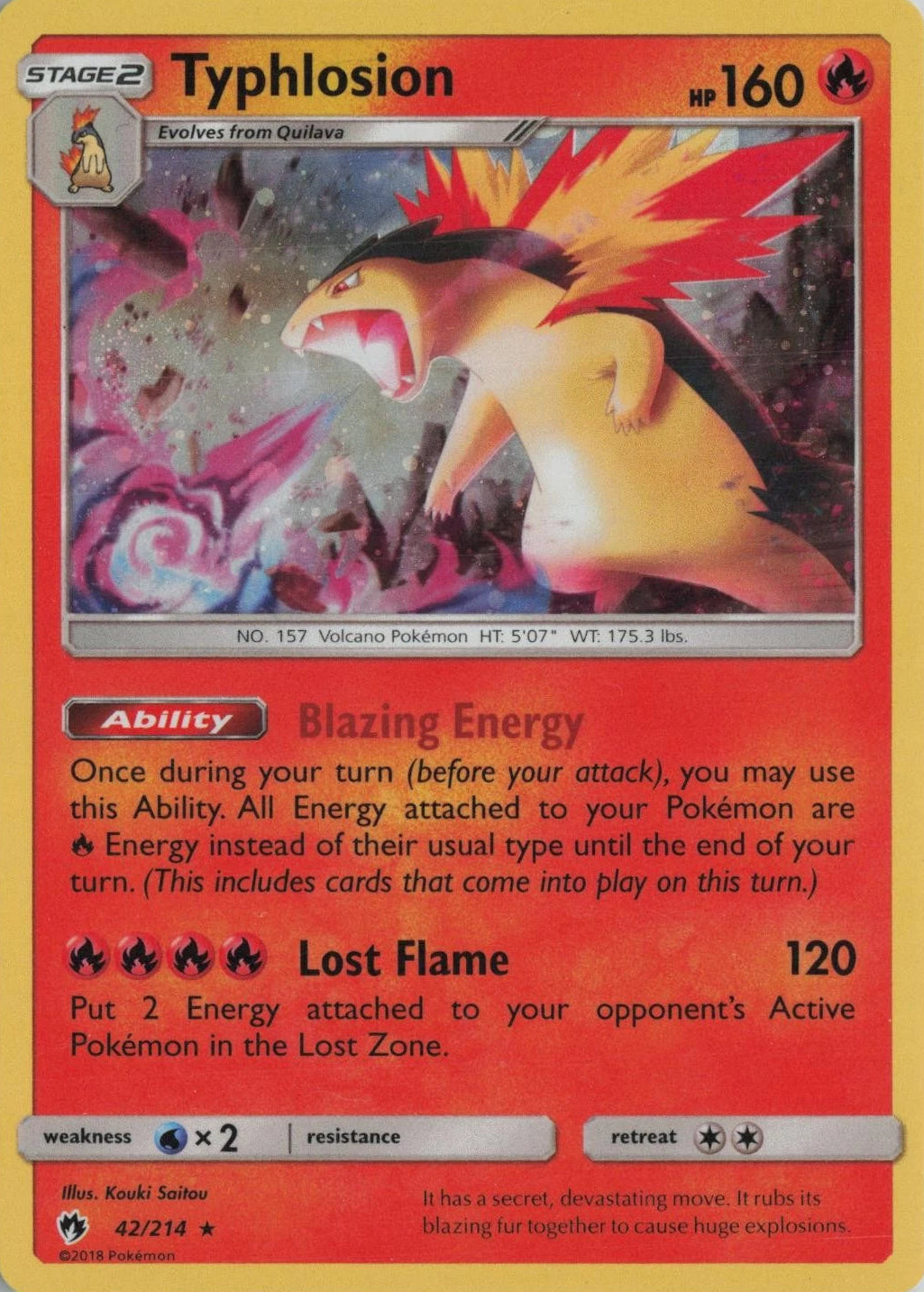 Typhlosion [Cosmos Holo] #42 Pokemon Lost Thunder (Moderately Played Condition)