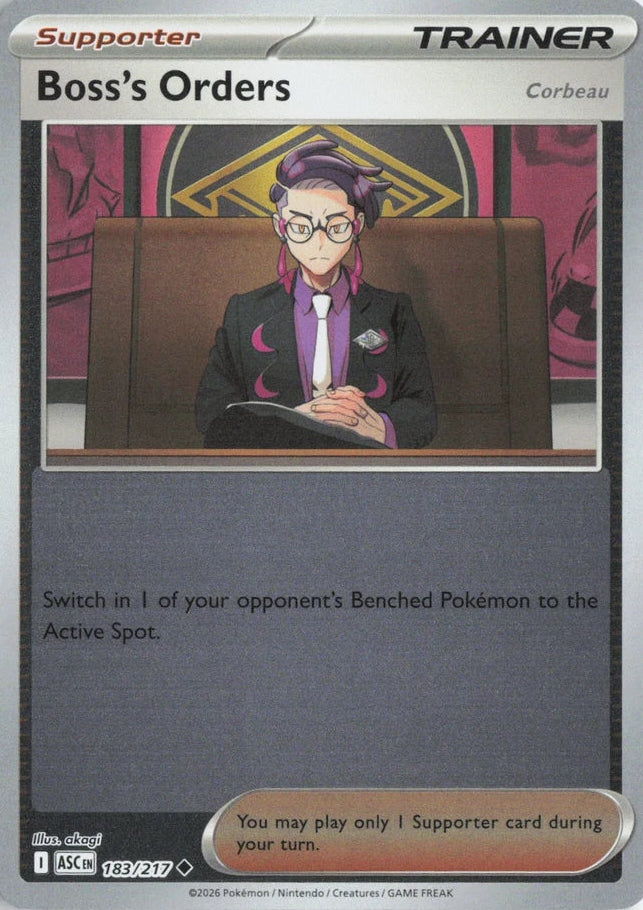 Boss's Orders: Corbeau [Reverse Holo] #183 Pokemon Ascended Heroes