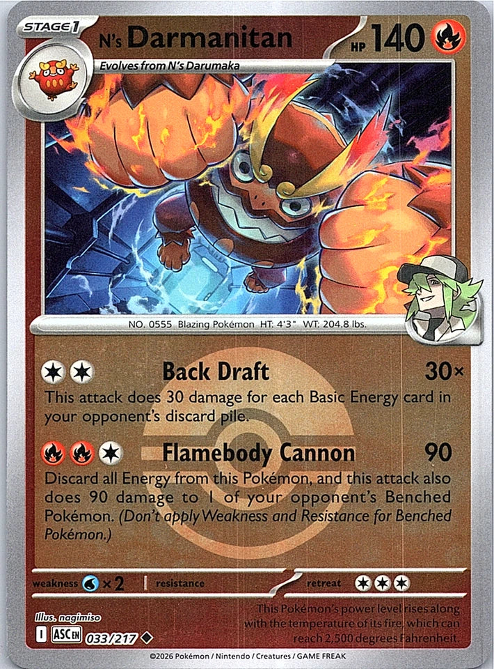 N's Darmanitan [Ball] #33 Pokemon Ascended Heroes